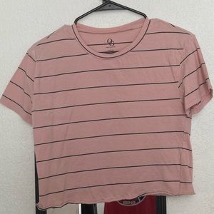 Pink Stripped Cropped Shirt